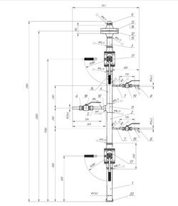 Стояк отбора газа 2DN50-8.0-(2DN20)-Ф-2900-ХЛ1